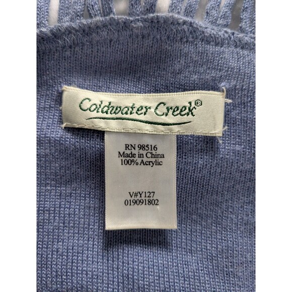 Coldwater Creek Women's One Sz Ruana Fringe Knit Wrap Shawl Cape Periwinkle Boho - Picture 3 of 9